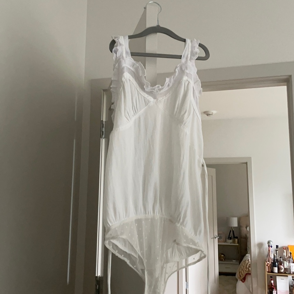 Free people ruffle top open back bodysuit